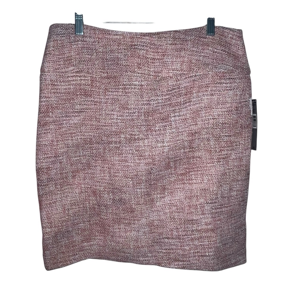 Tahari ASL Coral Pink Metallic Tweed Boucle Mini Skirt Women's Size 10 New $79
